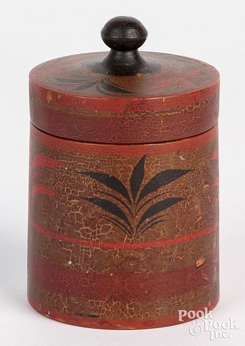 TURNED AND PAINTED WOOD CANISTER  30f13f