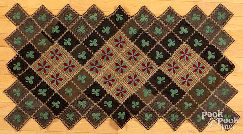 EMBROIDERED FELT TABLE RUG, 19TH