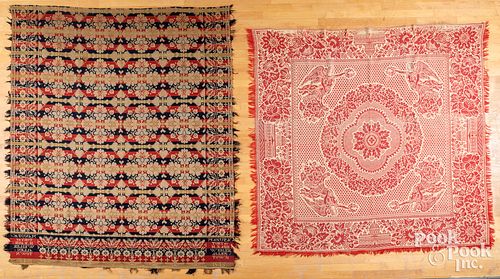 TWO JACQUARD COVERLETS, MID 19TH