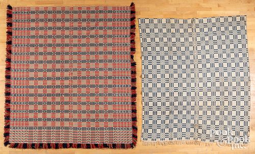 TWO JACQUARD COVERLETS, MID 19TH
