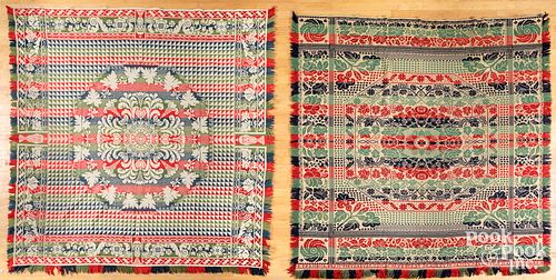 TWO JACQUARD COVERLETS MID 19TH 30f1a3