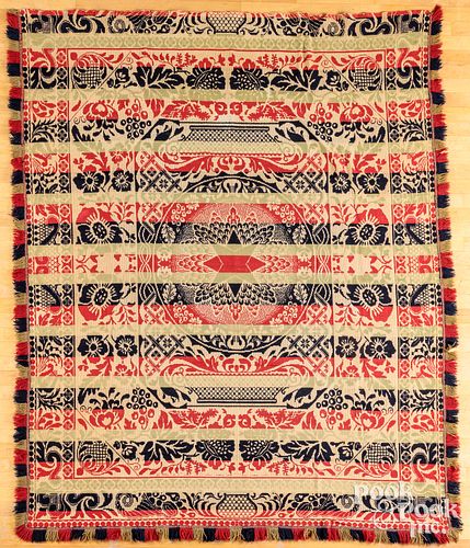 JACQUARD COVERLET, MID 19TH C.Jacquard