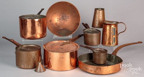 GROUP OF COPPER COOKWARE, 19TH C.Group