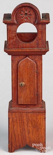 MINIATURE WALNUT TALL CASE CLOCK 30f1c5