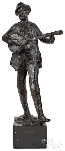 HARRY JACKSON BRONZE OF A MAN WITH GUITARHarry