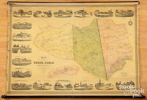 LARGE MAP OF THE THREE EARLS LANCASTER 30f208