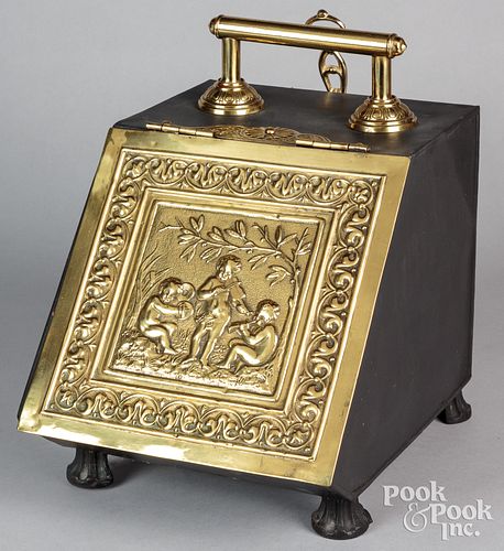 BRASS AND TIN COAL SCUTTLE, 20TH