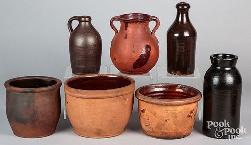 GROUP OF REDWARE AND STONEWARE  30f20b