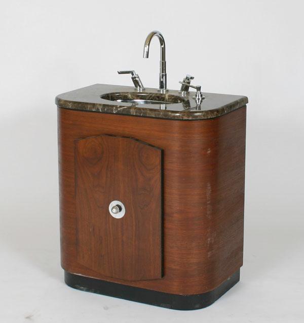 Deco style curved lavatory walnut 4e50a