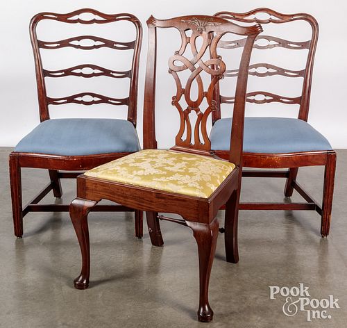 THREE CHIPPENDALE CHAIRS 19TH 30f274