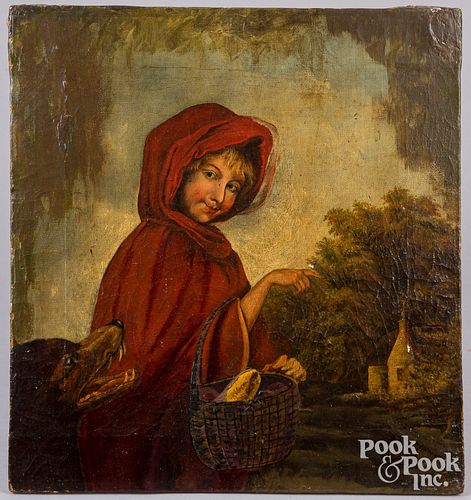 OIL ON CANVAS LITTLE RED RIDING