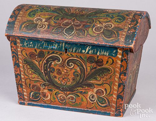 SCANDINAVIAN PAINTED DOME LID BOX,