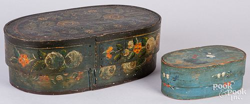 TWO PAINTED BENTWOOD BOXES, 19TH