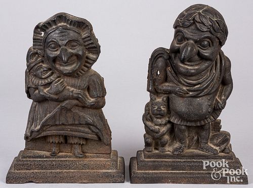 CAST IRON PUNCH AND JUDY DOORSTOPS,