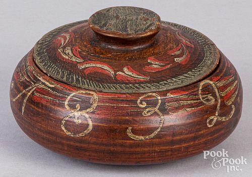 SCANDINAVIAN PAINTED LIDDED CANISTER,