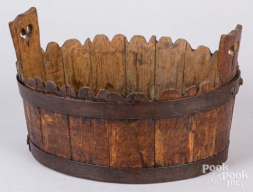 SCANDINAVIAN OAK IRON BANDED TUB,