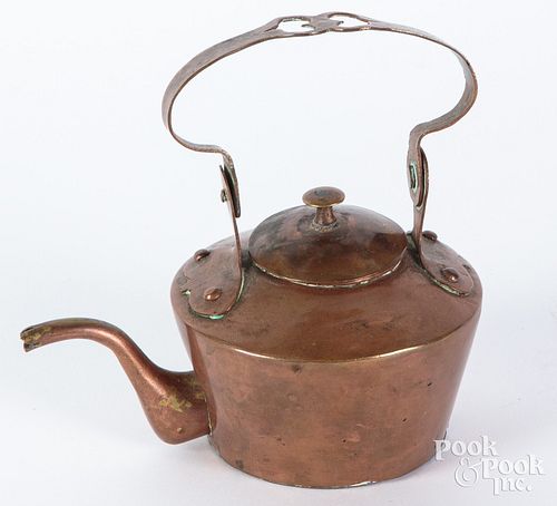 MINIATURE COPPER TEA KETTLE, 19TH