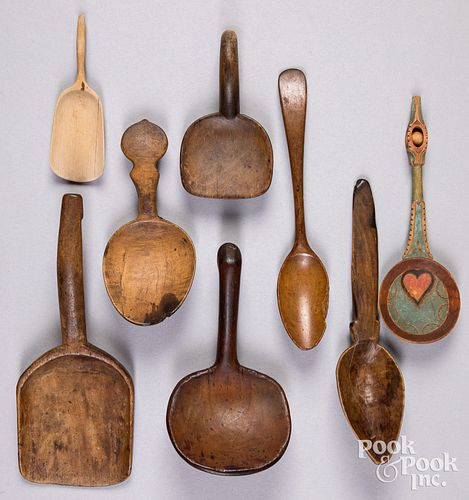 GROUP OF SCANDINAVIAN WOODEN SPOONS,