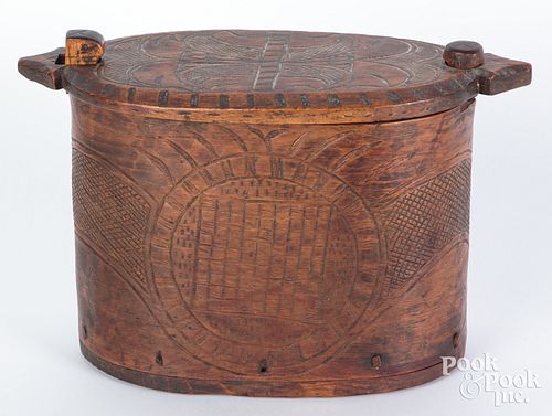 CARVED SCANDINAVIAN BENTWOOD BOX,