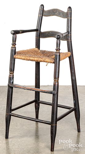 PAINTED HIGHCHAIR, 19TH C.Painted highchair,