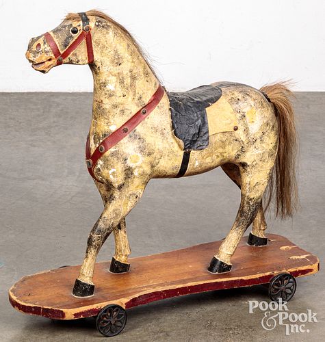 CARVED AND PAINTED HORSE PULL TOY  30f3cb