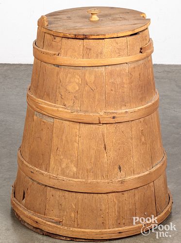 STAVED OAK BARREL 19TH C Staved 30f3c4