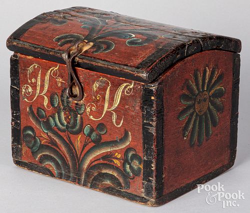 SCANDINAVIAN PAINTED DOME LID BOX,