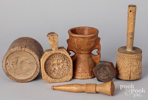 SCANDINAVIAN CARVED WOODENWARE, 19TH