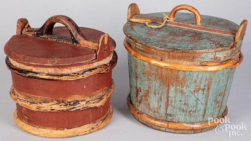 TWO SCANDINAVIAN PAINTED BUCKETS  30f400