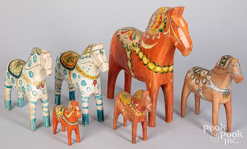 SIX SCANDINAVIAN CARVED AND PAINTED 30f42b