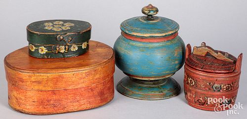 FOUR SCANDINAVIAN PAINTED BOXES