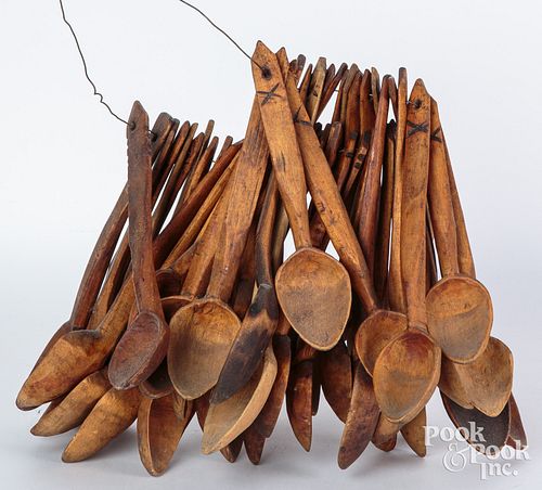 COLLECTION OF CARVED WOODEN SPOONS.Collection