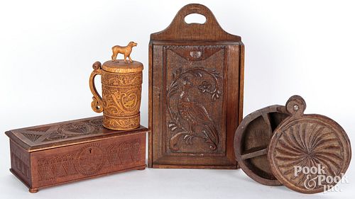 GROUP OF SCANDINAVIAN CARVED BOXESGroup 30f446