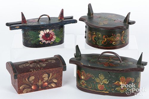 FOUR SCANDINAVIAN PAINTED BOXES,