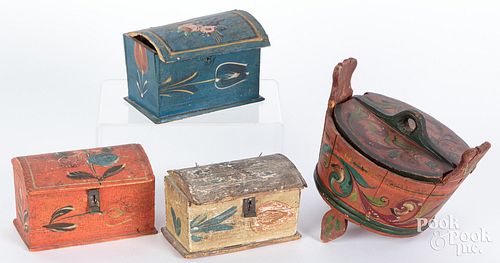 FOUR SCANDINAVIAN PAINTED BOXES  30f453