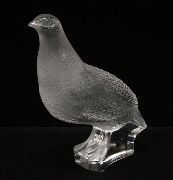 Lalique art glass quail, clear and frosted