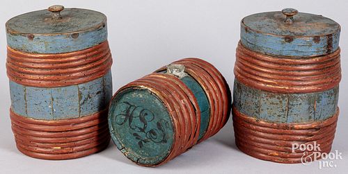 PAIR OF SCANDINAVIAN PAINTED CANISTERS 30f4a4