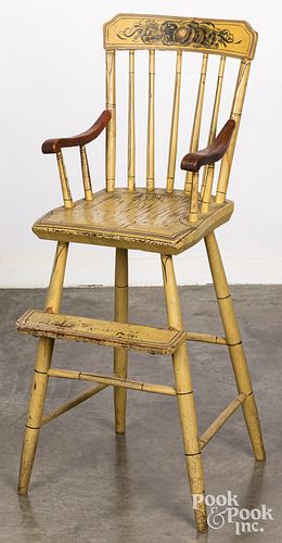 PAINTED HIGHCHAIR, 19TH C.Painted