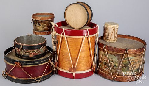 SIX TOY DRUMS 19TH AND 20TH C Six 30f4ca