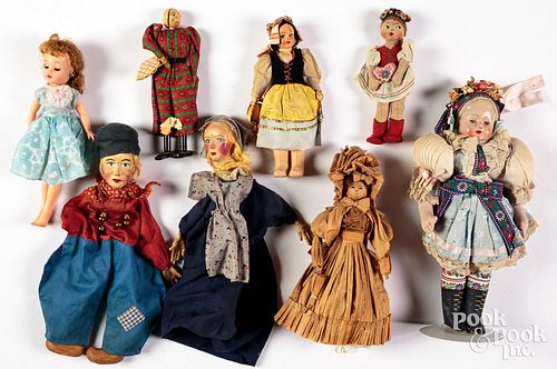 EIGHT DOLLS AND PUPPETS, 20TH C.Eight