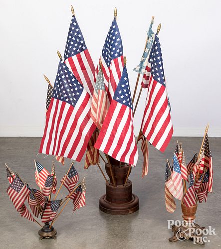 THREE PATRIOTIC AMERICAN FLAG DISPLAYS,