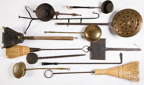 GROUP OF HEARTH AND COOKING TOOLS,
