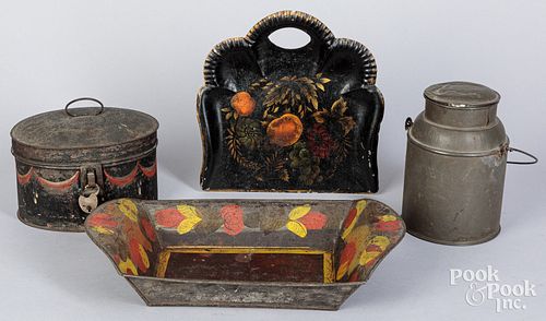 THREE PIECES OF TOLEWARE, 19TH