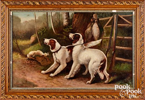 AMERICAN OIL ON CANVAS HUNTING SCENE,