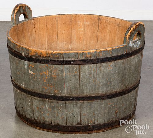 LARGE PAINTED WASH TUB, 19TH C.Large