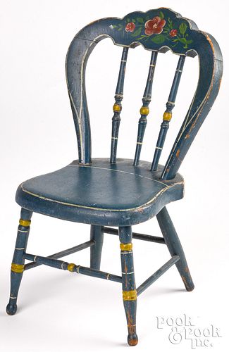 MINIATURE PAINTED PINE DOLL CHAIR  30f5d5
