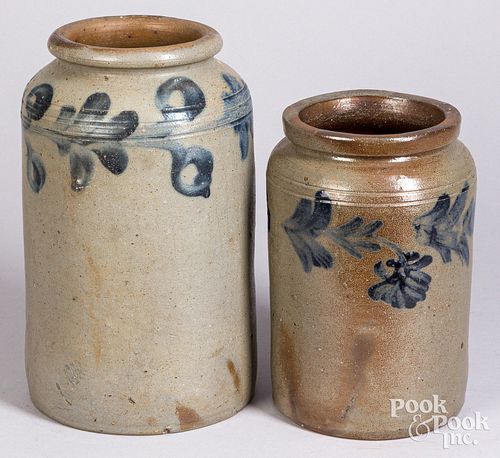 TWO PENNSYLVANIA STONEWARE CROCKS,