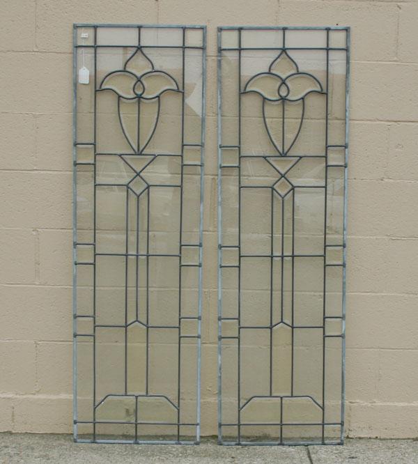 Pair Victorian beveled leaded glass 4e569
