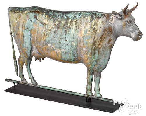 FULL BODIED COPPER COW WEATHERVANE,