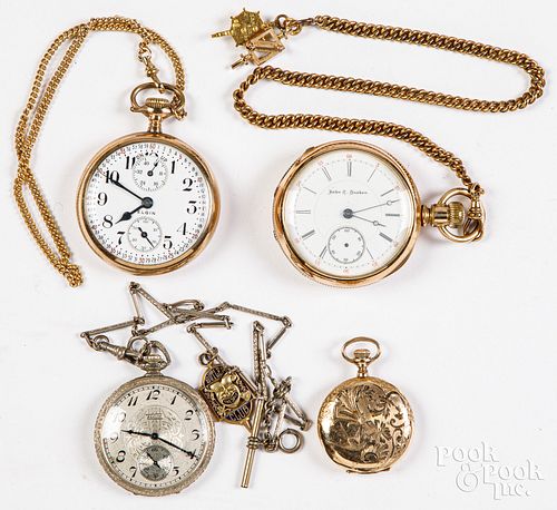 FOUR ANTIQUE POCKET WATCHESFour 30f65b